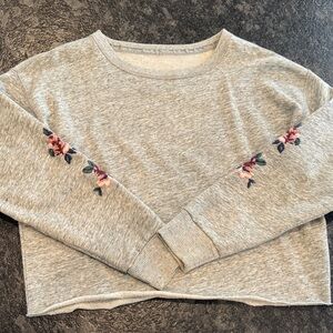 Gray Floral Embroidered Women's Top